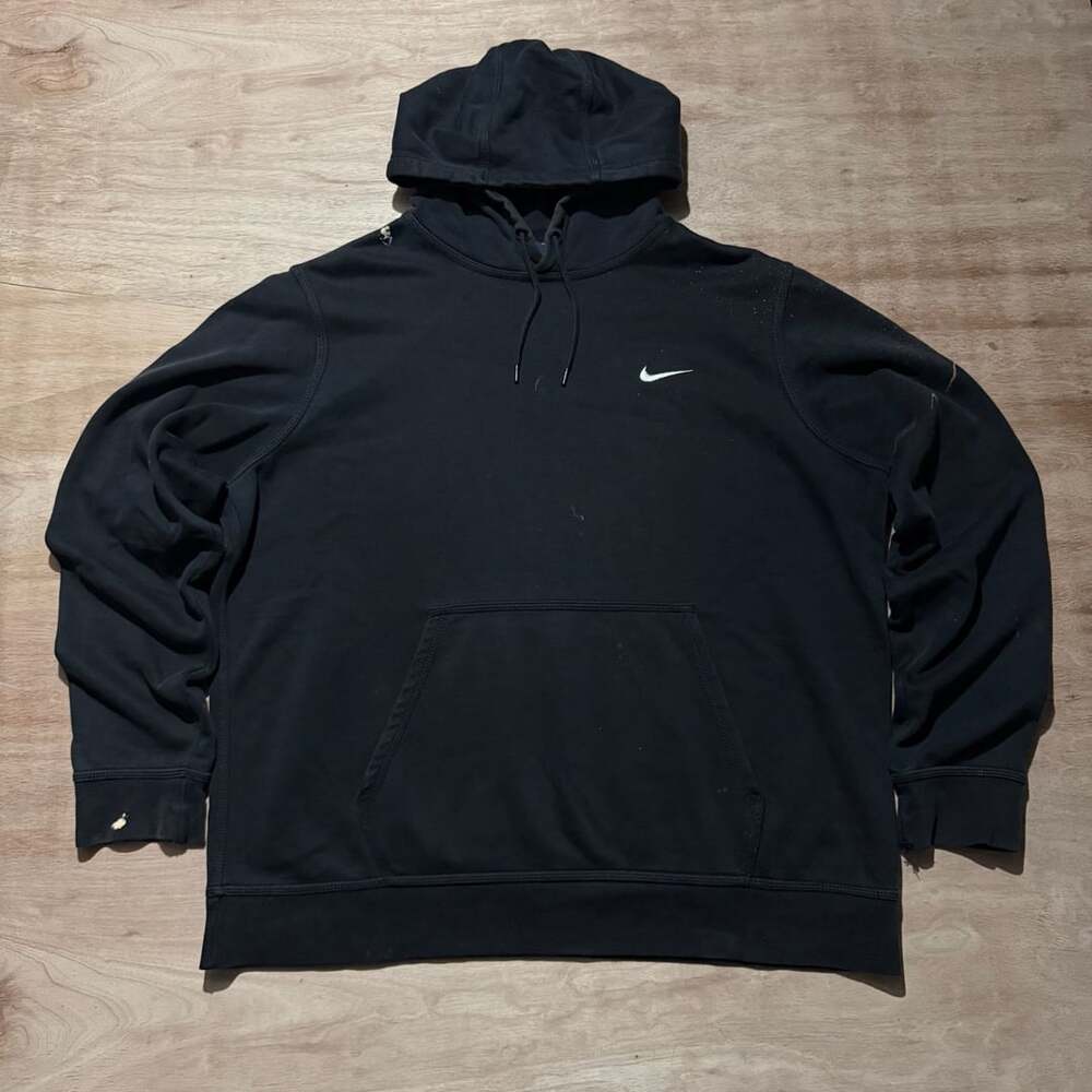 Vintage Nike Mini Swoosh Black Pullover Hoodie XL Distressed